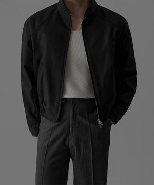 코튼 해링턴 크롭 자켓 [블랙]