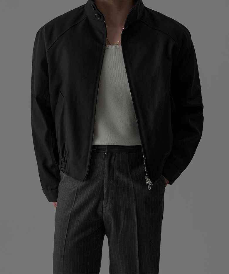 코튼 해링턴 크롭 자켓 [블랙]