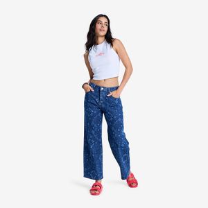 BOOGIE NIGHT MID OCEAN BLUE 와이드 크롭 데님 팬츠 (RG11DN005BTA)