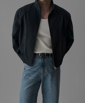 코튼 해링턴 크롭 자켓 [네이비]