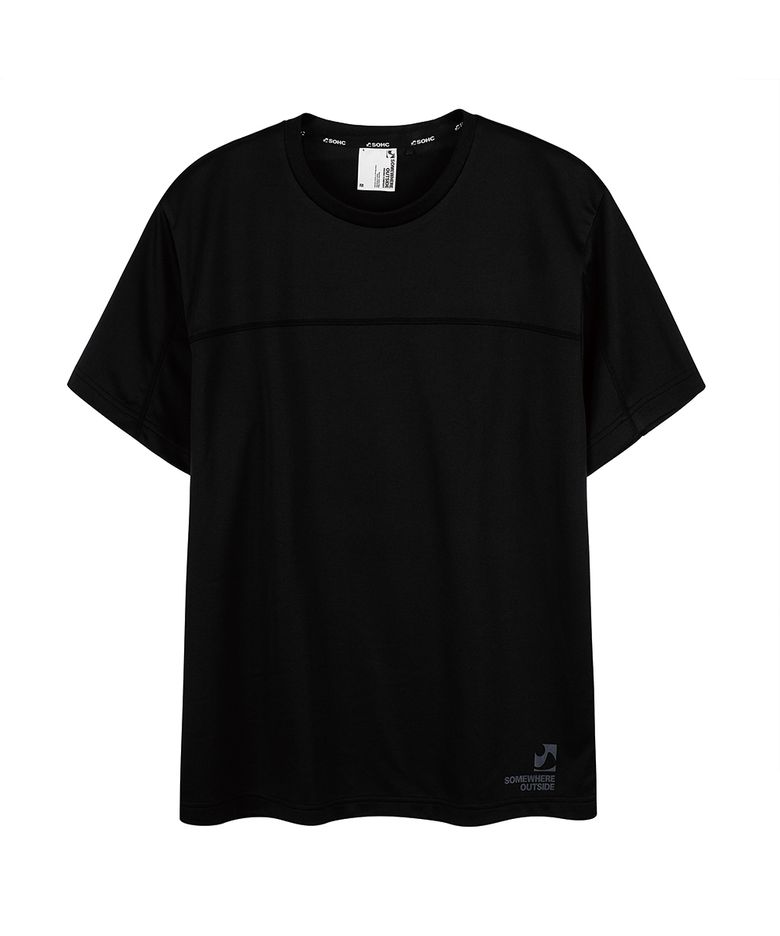 프론트 섹션 하프 티셔츠_BLACK