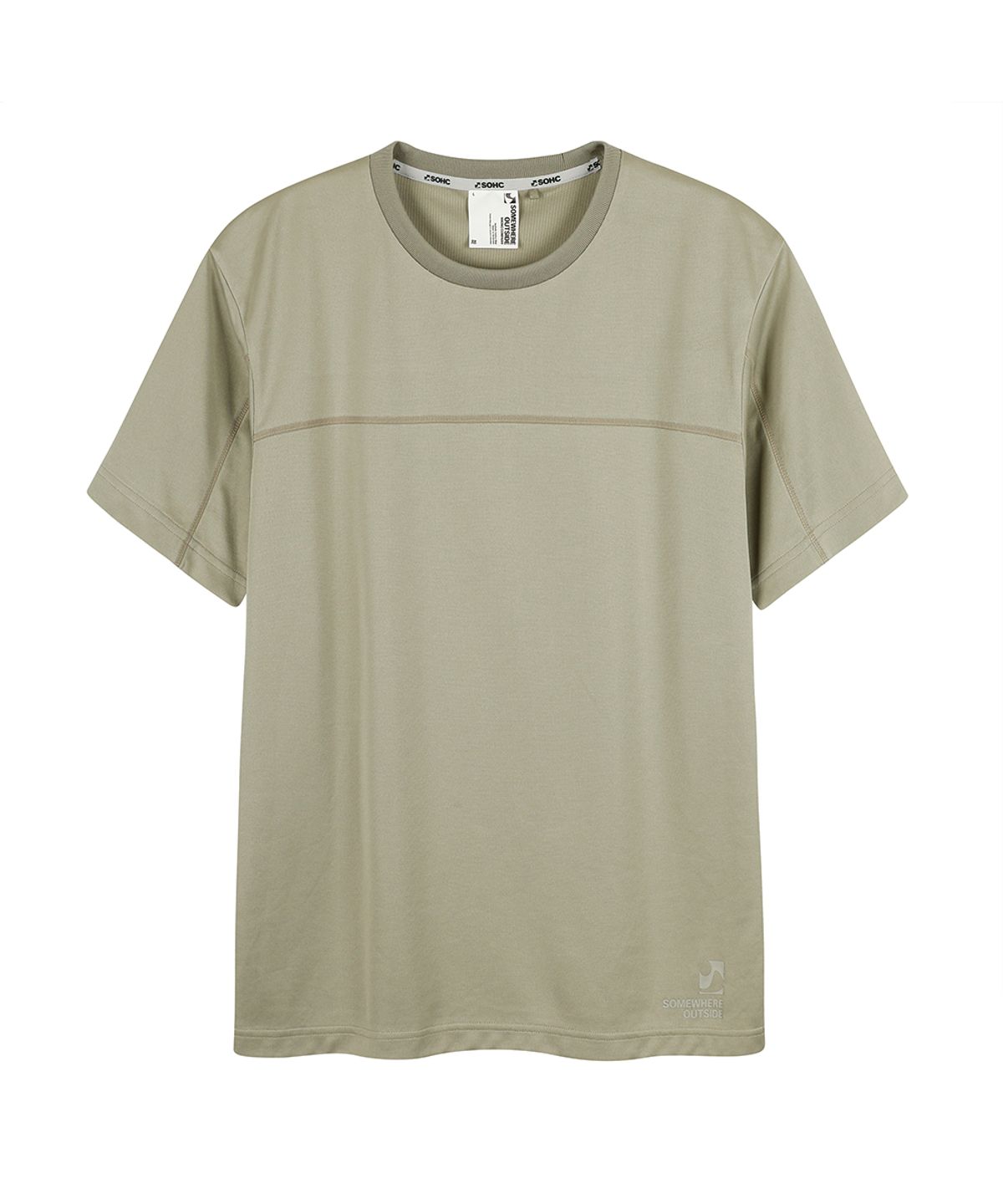 썸웨어 아웃사이드 하이킹 컴퍼니(SOMEWHERE OUTSIDE HIKING COMPANY) 프론트 섹션 하프 티셔츠_L/KHAKI