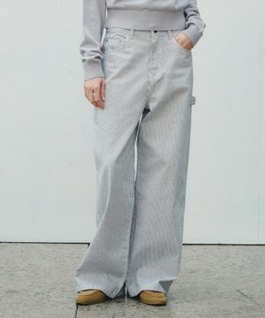 Daily Striped Wide Carpenter Pants_CTB566(White)