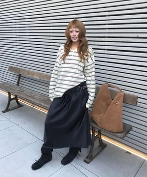 Relaxed Satin Maxi Skirt_CTS624(Black)