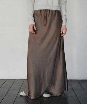 Relaxed Satin Maxi Skirt_CTS624(Brown)