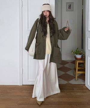 Relaxed Satin Maxi Skirt_CTS624(White)