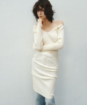 Merry Ribbed Knit dress_CTOP716(Ivory)