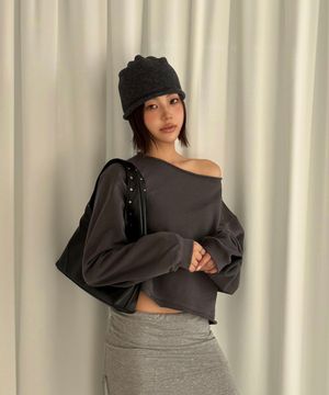 Raw Cut Cropped Sweatshirt_CTT3001(Charcoal)