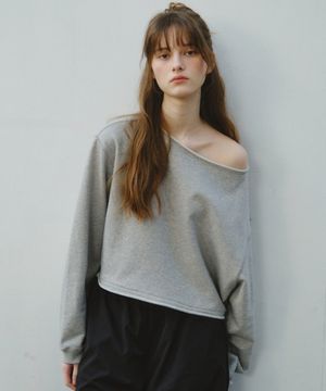 Raw Cut Cropped Sweatshirt_CTT3001(Melange Grey)