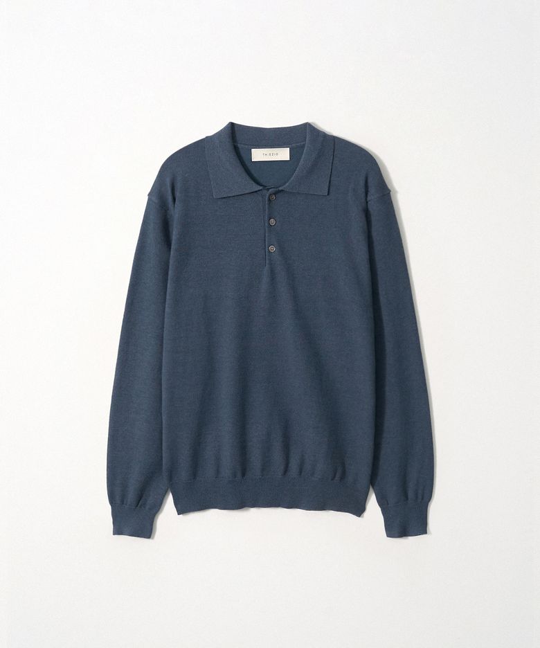 Essential Button collar Knit_Blue