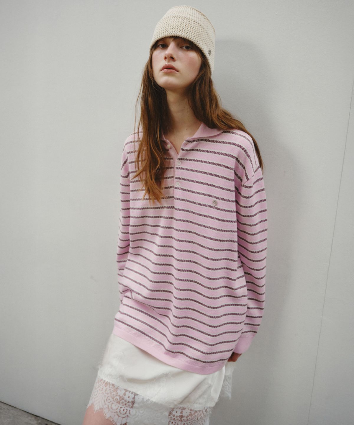 씨타(CITTA) Soft Loop Stripe Collar Knit_CTK265(Pink)