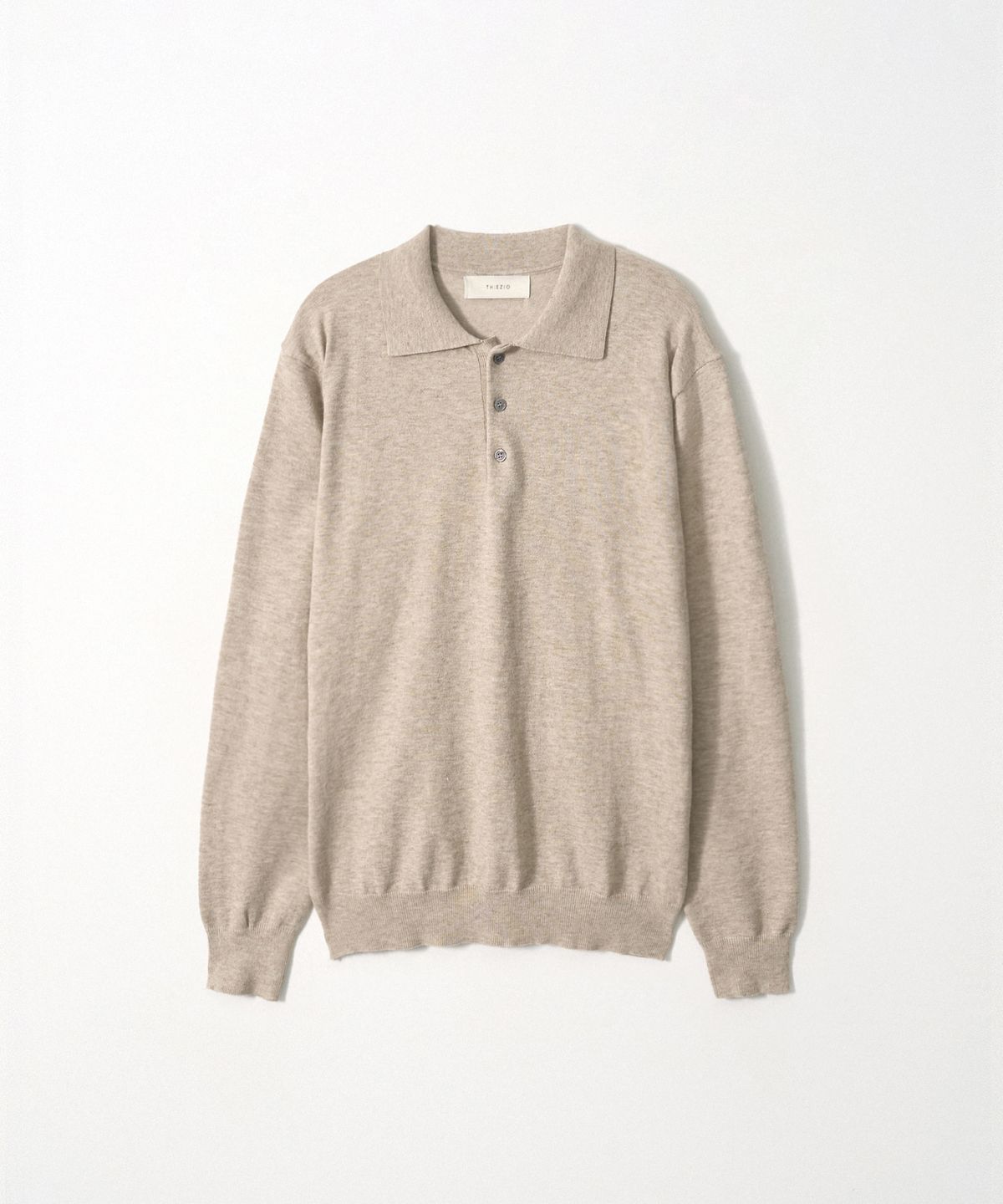 이지오(EZIO) Essential Button collar Knit_Sand Beige