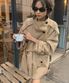 Linen Blend High-neck Half Trench Coat_CTO152(Beige)