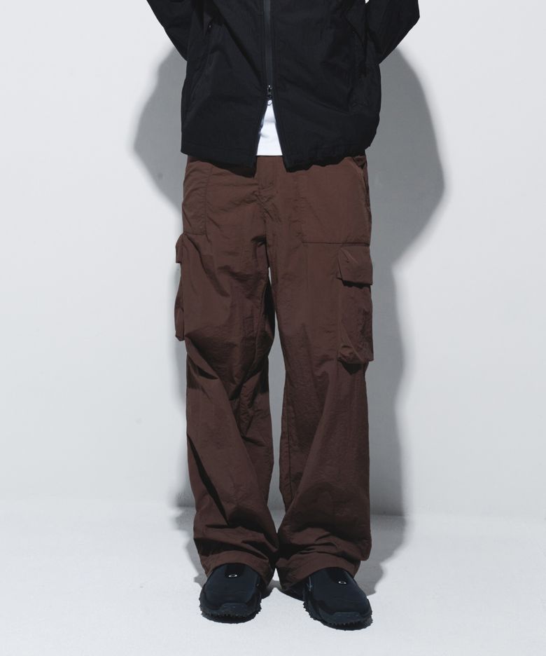 UTILITY NYLON RIPSTOP SEMI-WIDE PANTS - BROWN