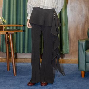 DD_Ruffle overlay pants_BLACK