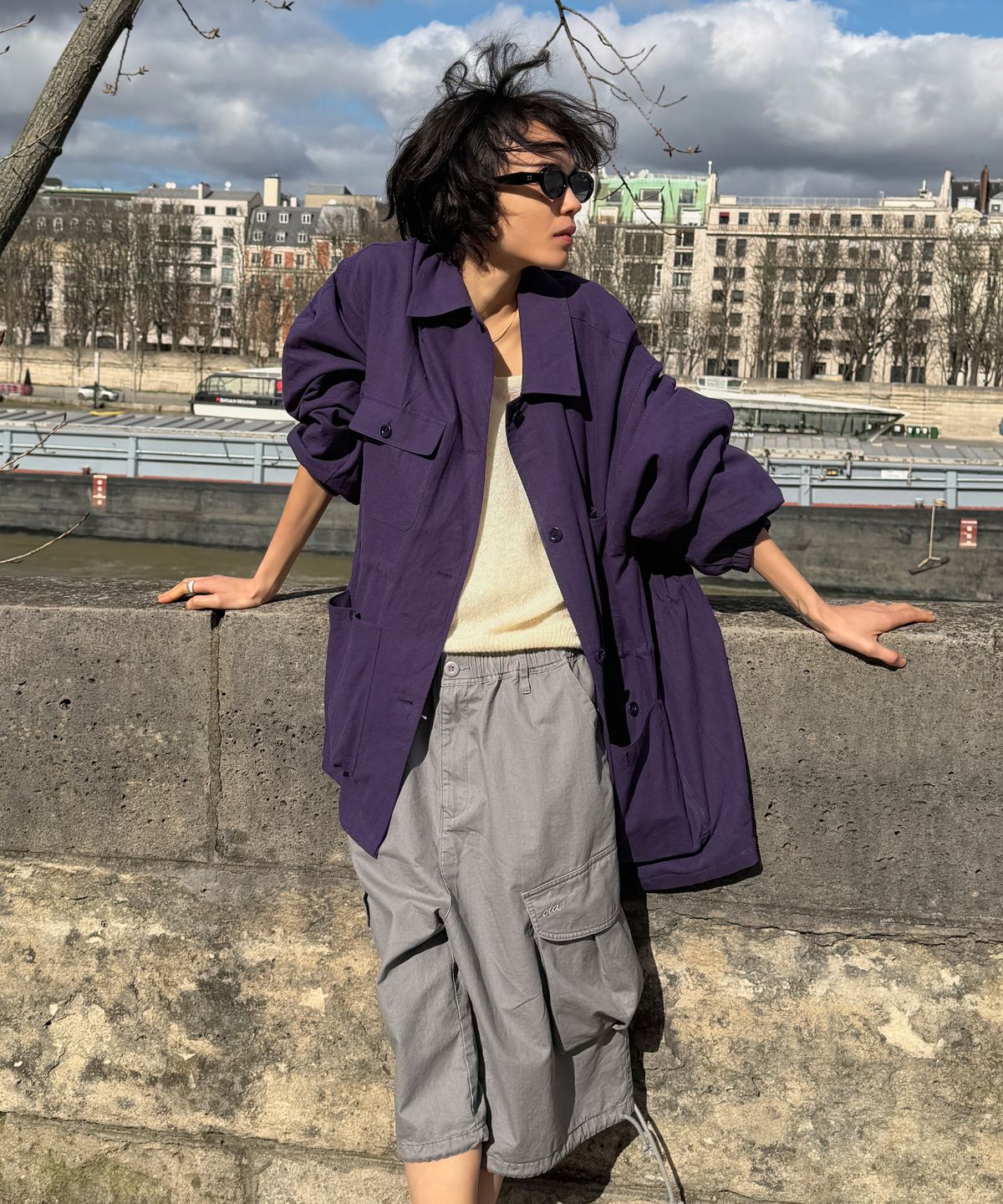 씨타(CITTA) Linen Blend Utility Field Jacket_CTO155(Purple)