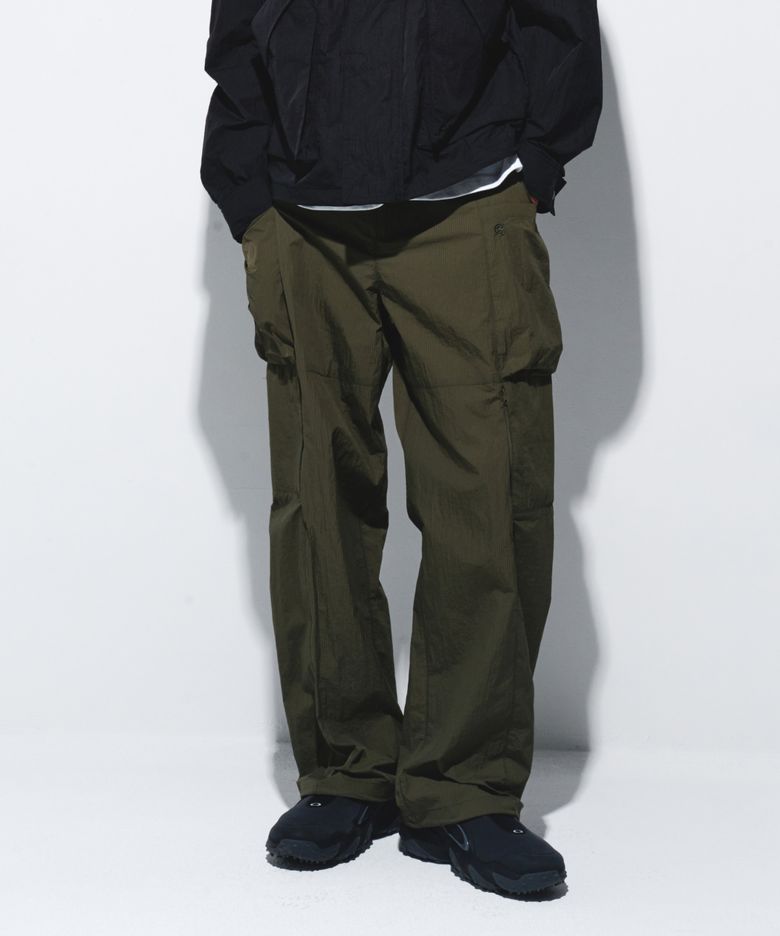 EASY WIDE NYLON RIPSTOP PANTS - KHAKI