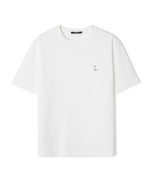 남성 분또 시그니처 강아지 프린트 반팔 티셔츠 (O-WHITE) (HC4ST90)