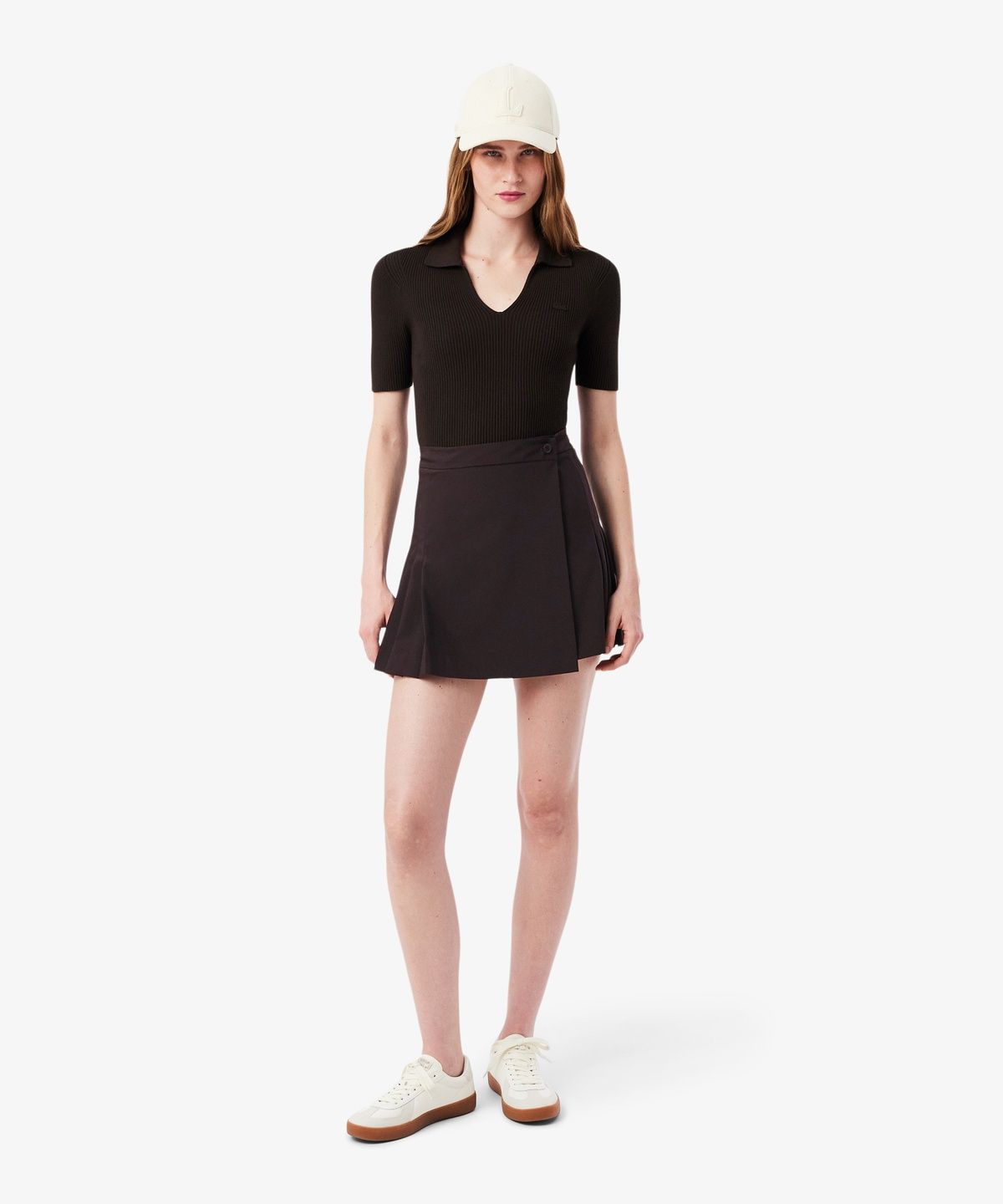 라코스테(LACOSTE) 여성 울 블렌디드 랩 플리츠 미니 스커트 JF0560-56G 3LA