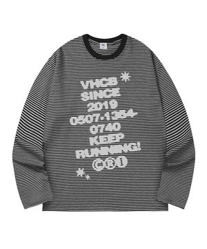 KEEP RUNNING 스트라이프 롱슬리브_차콜