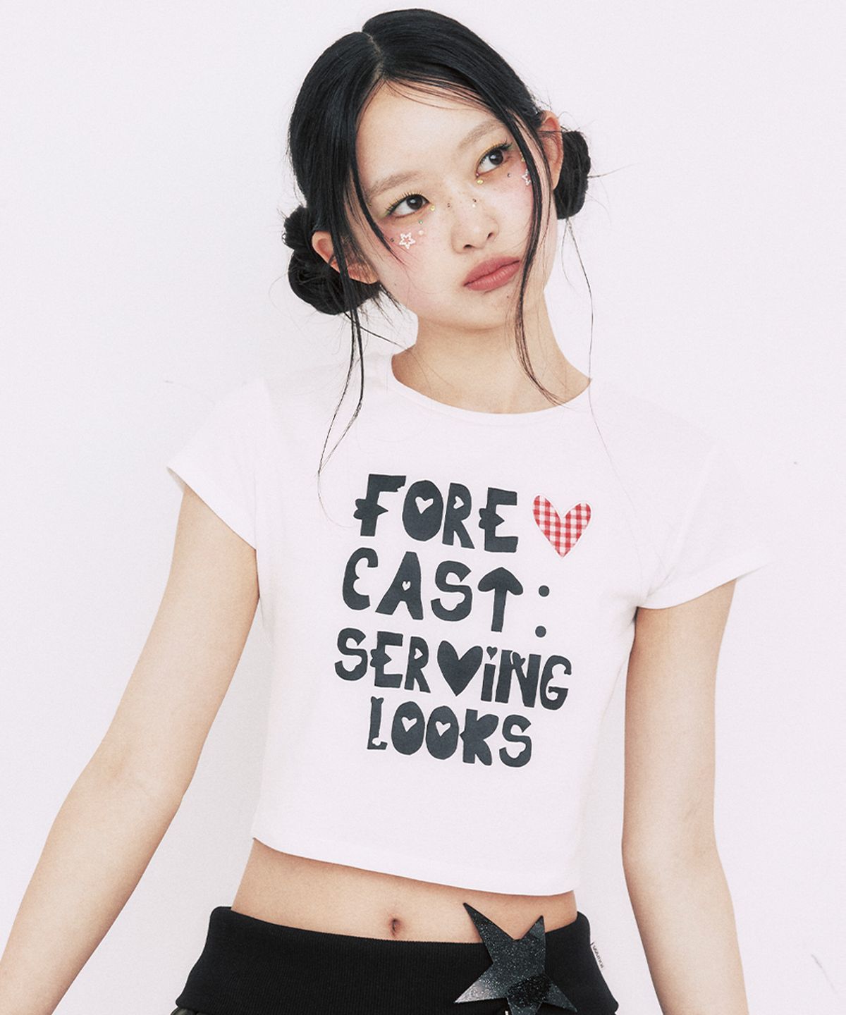 유희(YOUHEE) FORECAST CROP T-SHIRTS_WHITE