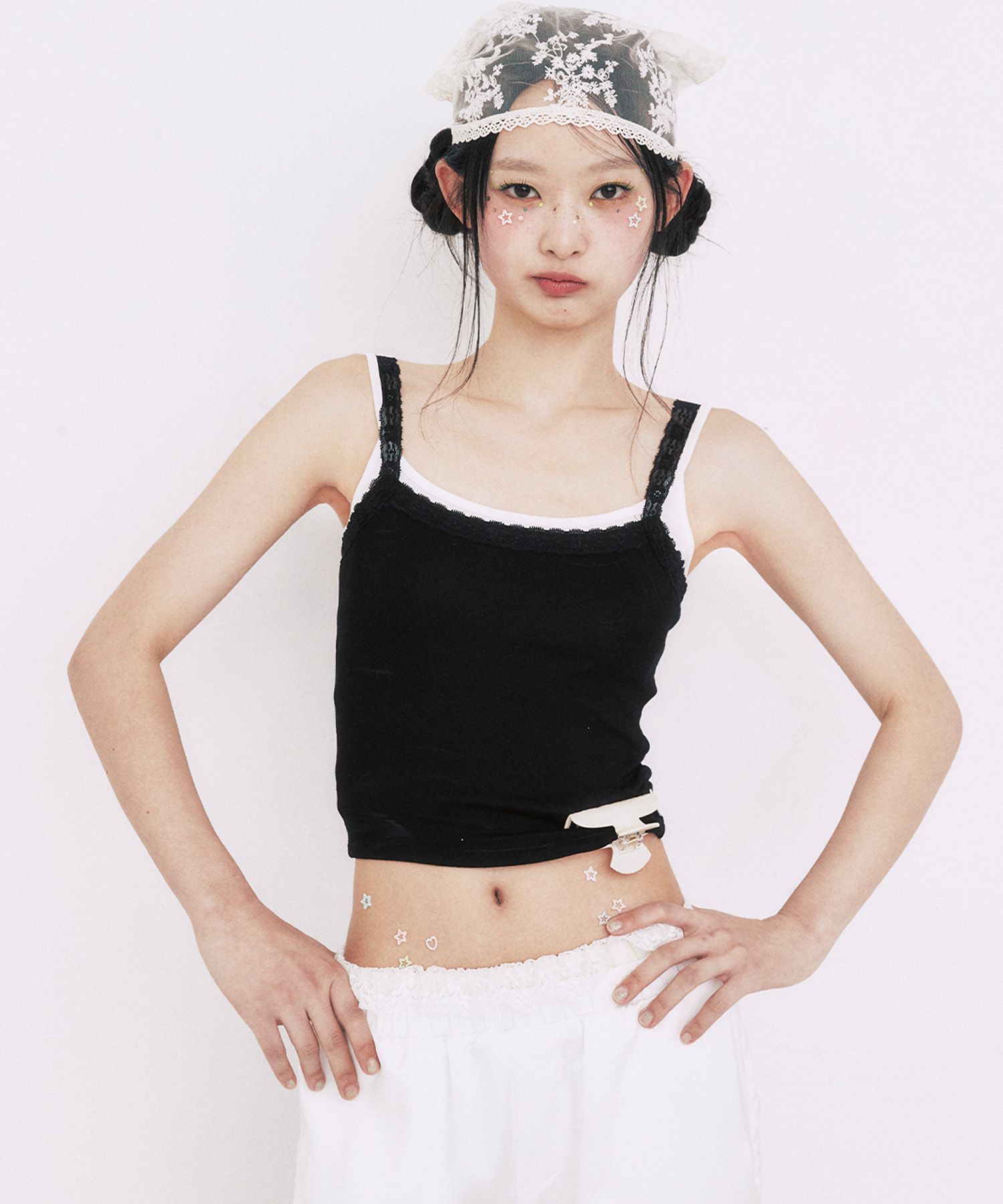 [YOUHEEXOTZ] STAR PATTERN LAYERED BANDING TRACK PANTS_GREY source detail 61