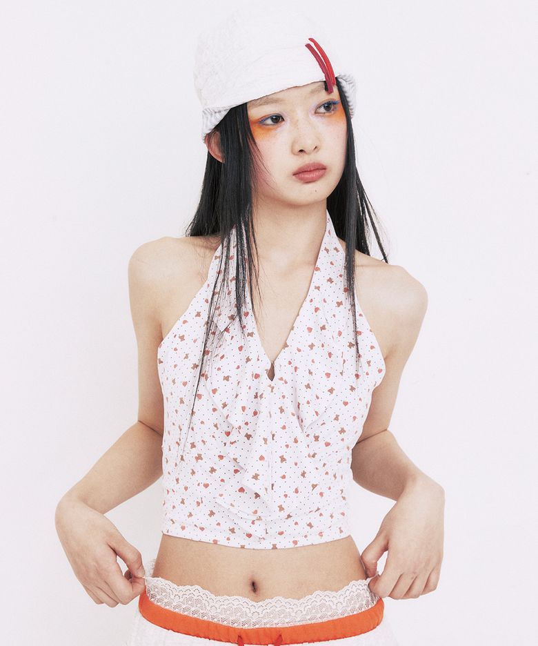 HEART APPLE HALTER NECK BLOUSE_WHITE