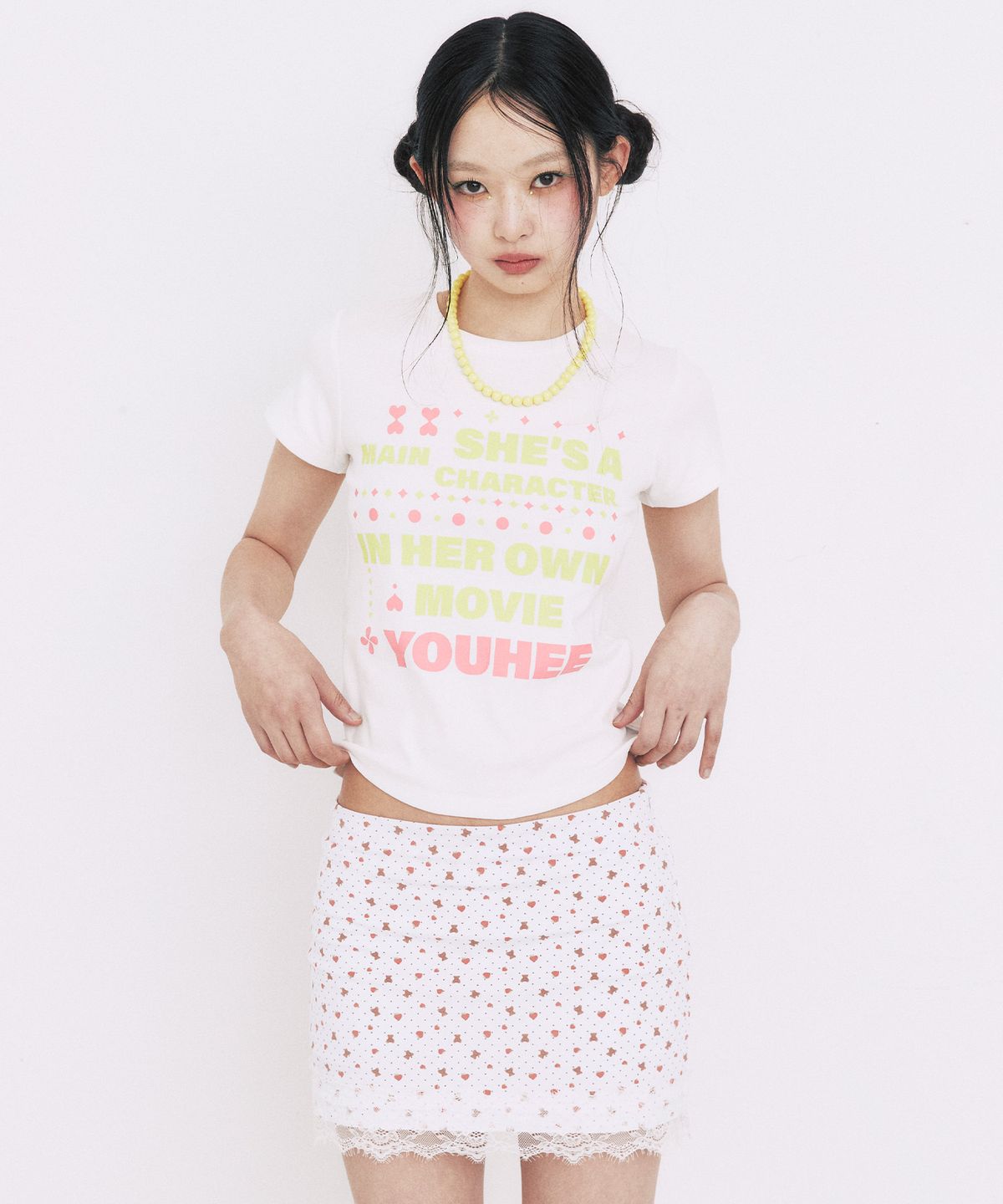 유희(YOUHEE) HEART APPLE LACE SKIRT_WHITE