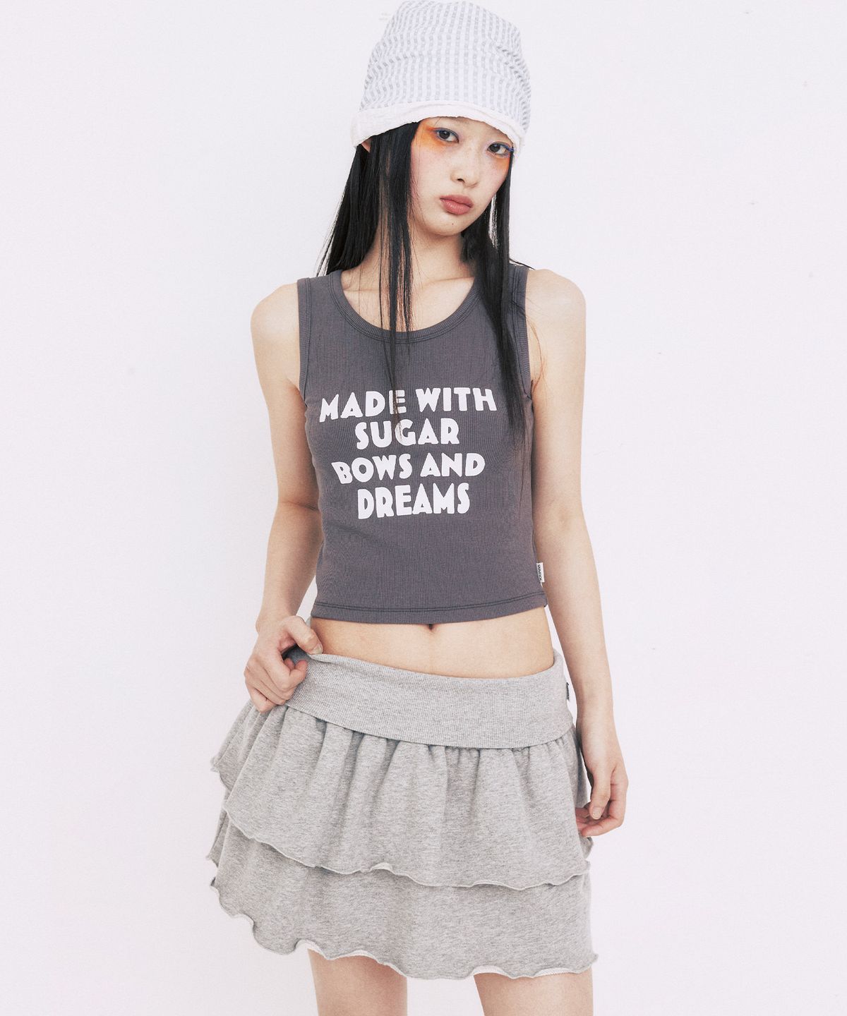 유희(YOUHEE) CANCAN JERSEY SKIRT_MELANGE GREY