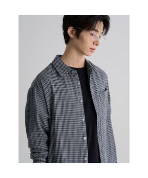 양면지 체크 셔츠  그레이
