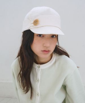 Button Strap Cap, White