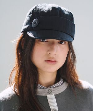 Button Strap Cap, Black
