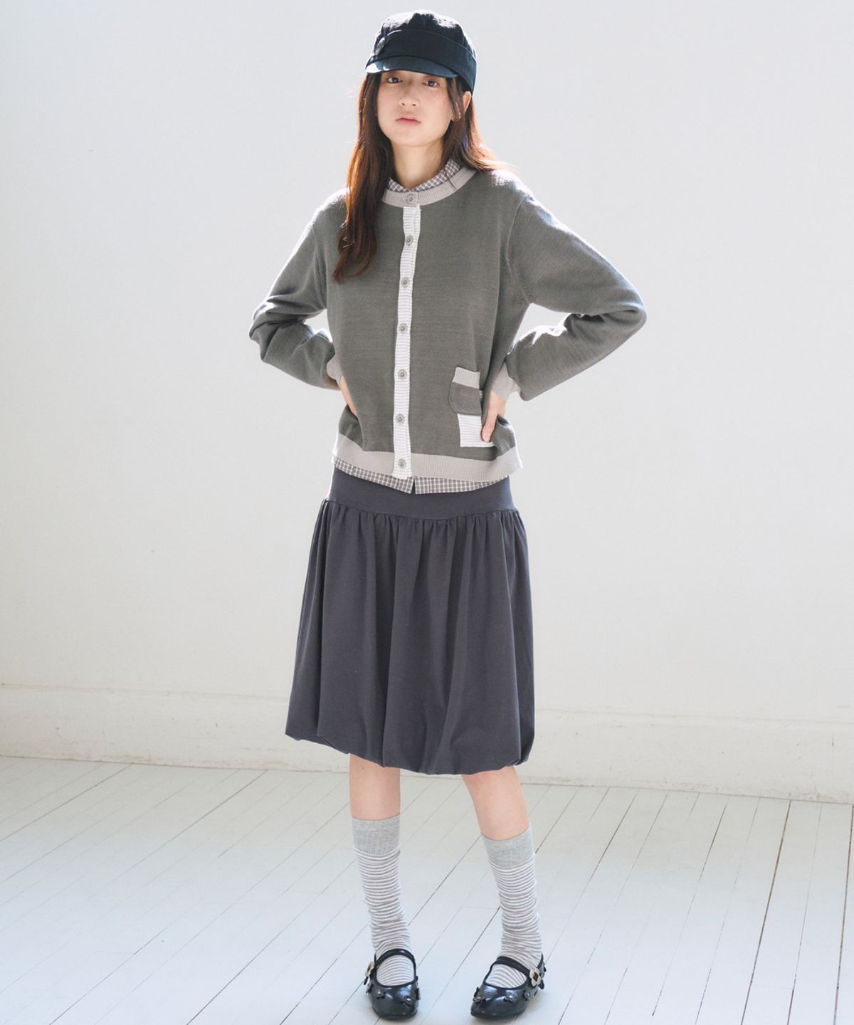 오피쉬(OAFISH) Soft Balloon Sweat Skirt, Charcoal