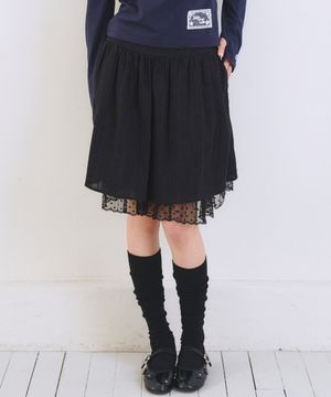 Double Layer Lace Skirt, Black