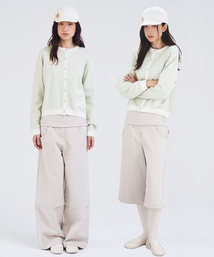 Belted Panel Convertible Pants, Light Gray