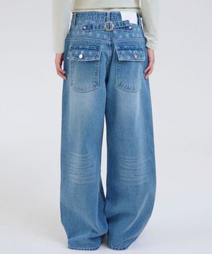 Cinch Laser Denim Pants, Blue