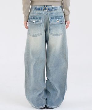 Cinch Laser Denim Pants, Light Blue