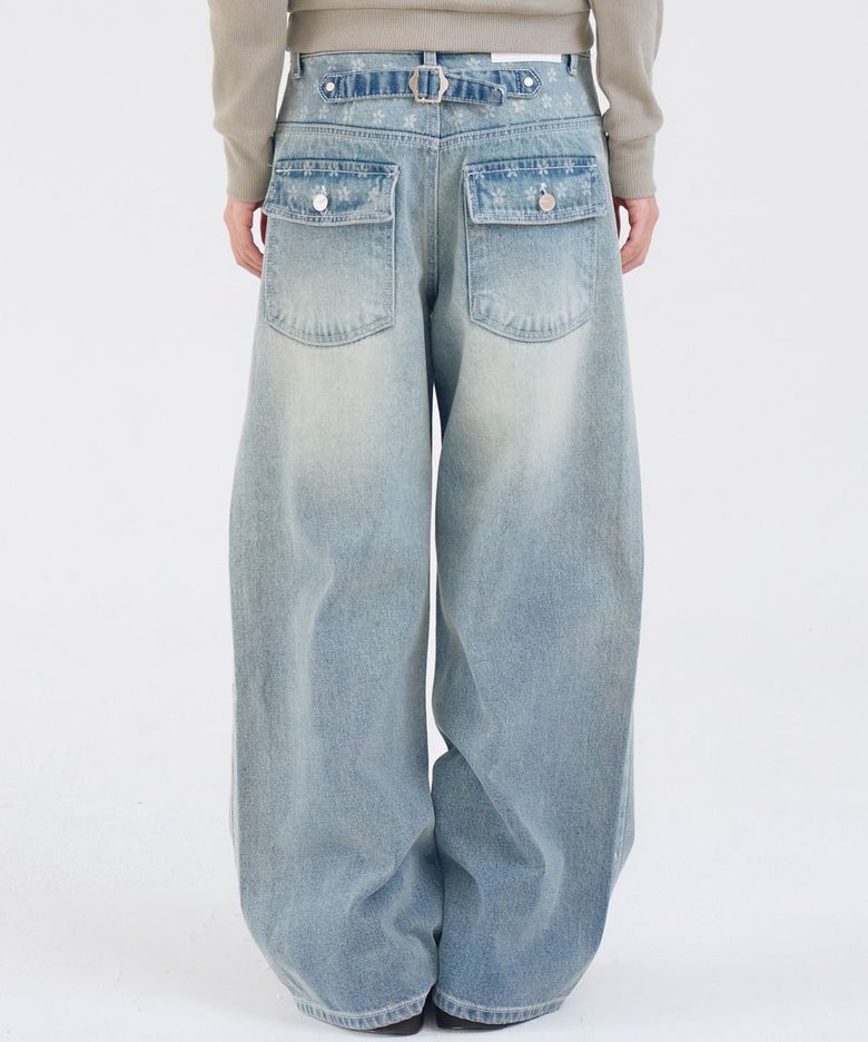 Cinch Laser Denim Pants, Light Blue