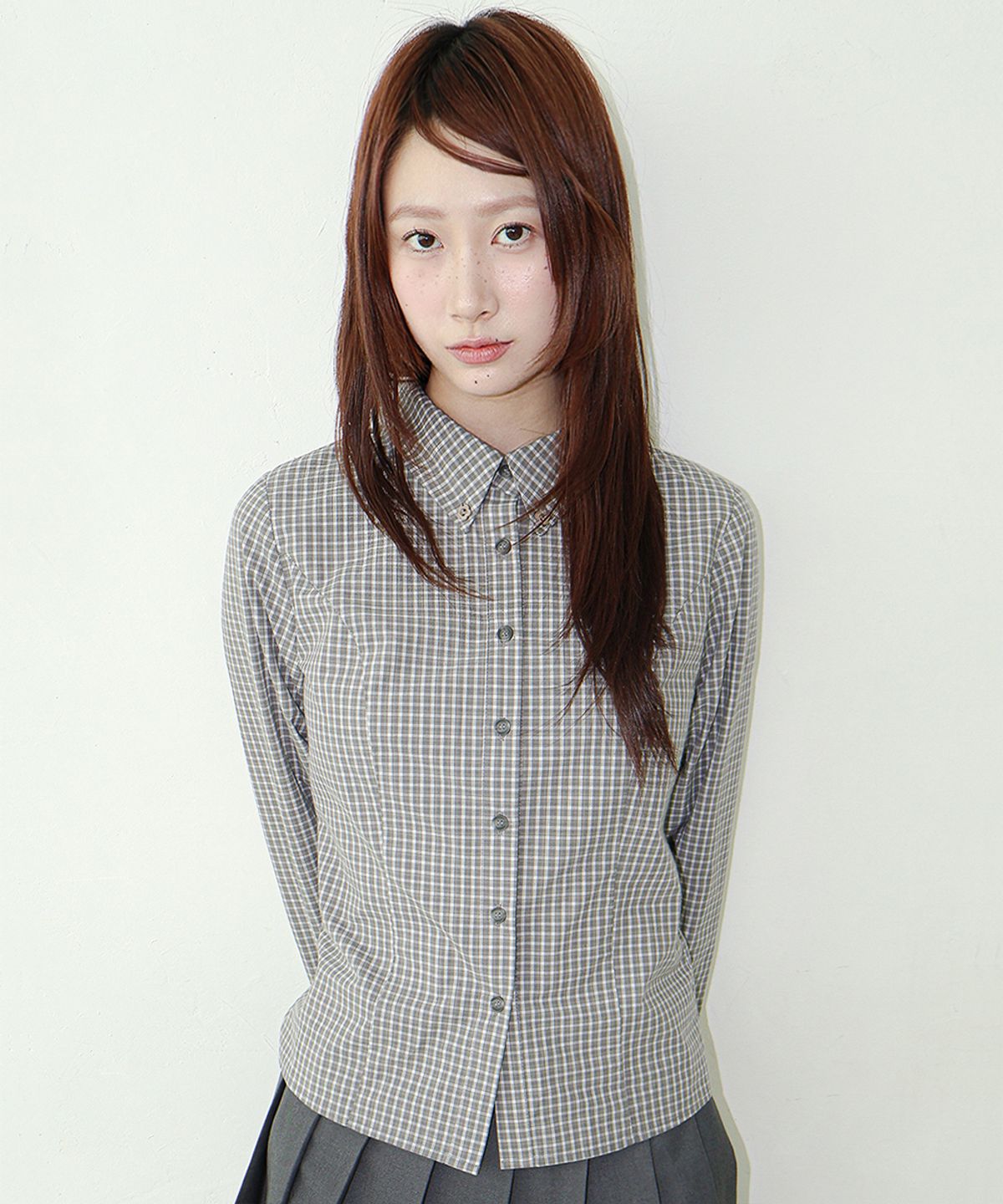 오피쉬(OAFISH) Dear Button Check Shirt, Gray