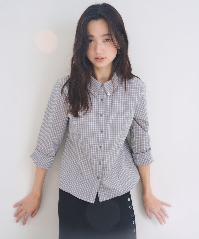 Dear Button Check Shirt, Sky Blue