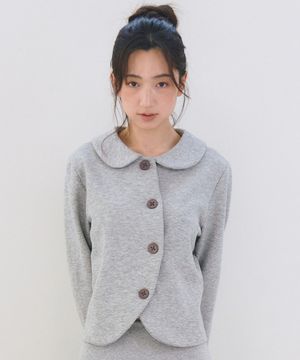 Curved Petal Sweat Jacket, Melange