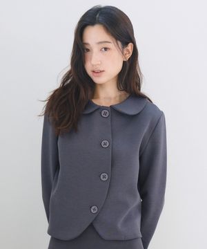 Curved Petal Sweat Jacket, Charcoal