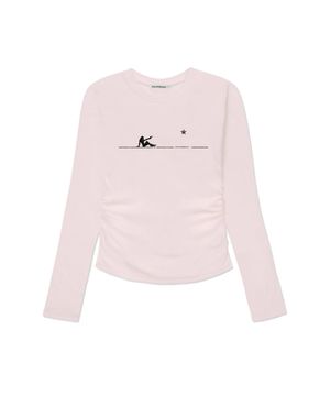 우먼 앤 건 프린트 슬림핏 셔링 롱슬리브 [4color]