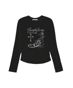 스타 크로스 프린트 슬림핏 셔링 롱슬리브 [4color]