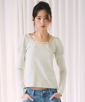Daisy Lace Puff Longsleeve, Green