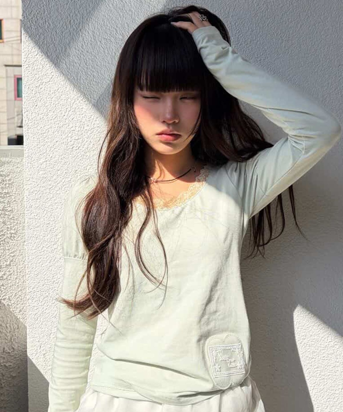 오피쉬(OAFISH) Daisy Lace Puff Longsleeve, Green