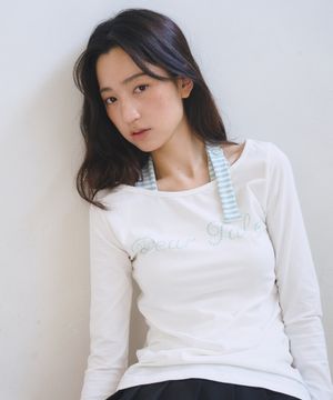 Dear-Tale Stripe Halter Longsleeve, Ivory