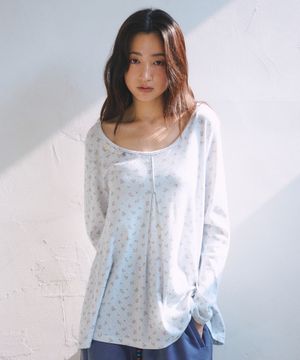 Floral Tuck Longsleeve, Sky Blue