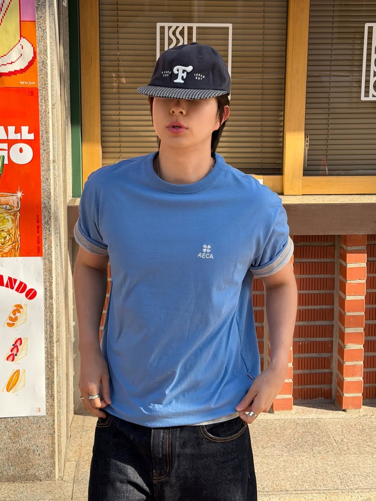 에이카화이트(AECA) EVERYDAY AECA CLOVER HALF SLEEVE TEE-BLUE