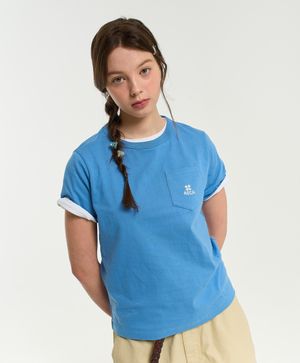 (Woman) EVERYDAY AECA CLOVER POCKET TEE-BLUE